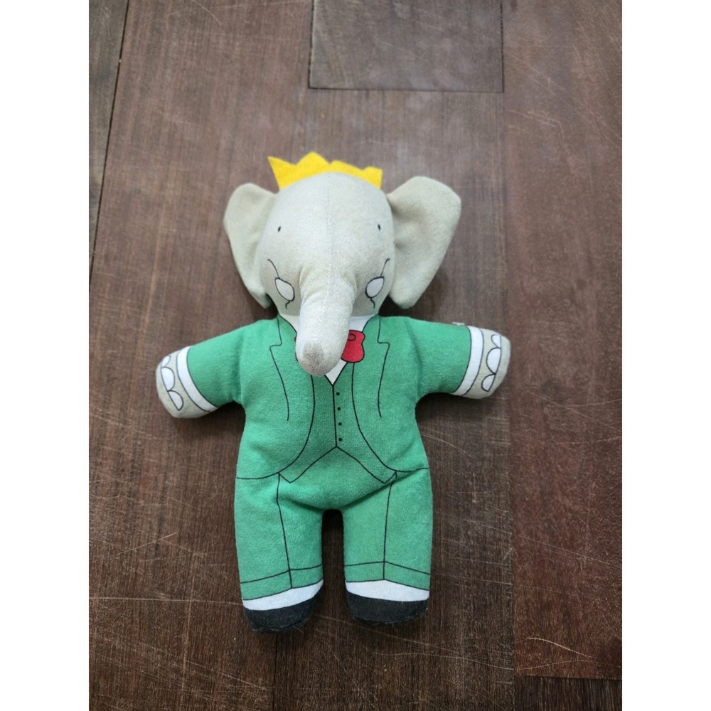 Babar the Elephant King Vintage 9" THE TOY WORKS Bean Bag Pellet Plush